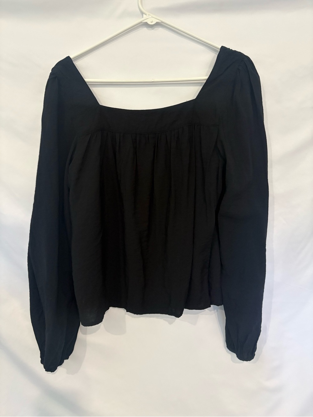 Abercrombie & Fitch Black Square-Neck Puff Sleeve Tunic